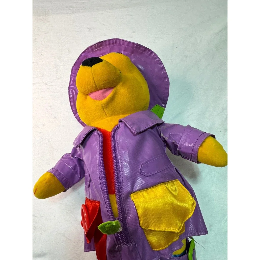 Disney Winnie the Pooh Plush Toy Toddler Purple Raincoat‎  Vintage Interactive